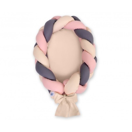 Punutud beebipesa 2in1, beež/pastell roosa/antratsiit