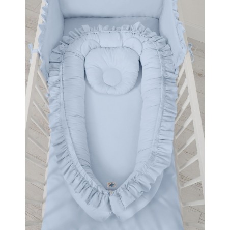 Beebipesa kroogitud äärega, helesinine