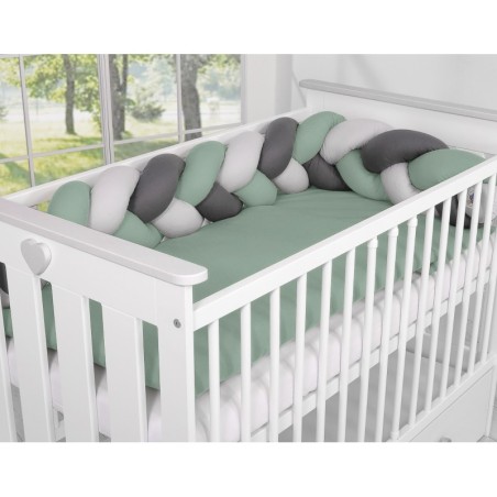 Punutud voodipehmendus 180 cm, pastell roheline/antratsiit/hall