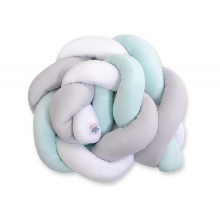 Punutud voodipehmendus 180 cm, valge/hall/mint