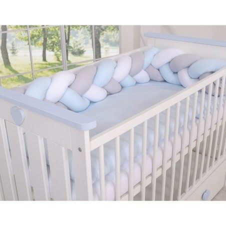 Punutud voodipehmendus 180 cm, valge/hall/sinine