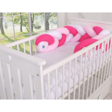 Punutud voodipehmendus 180 cm, valge/roosa/tumeroosa