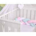 Punutud voodipehmendus 180 cm, valge/roosa/mint