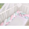Punutud voodipehmendus 180 cm, valge/roosa/mint