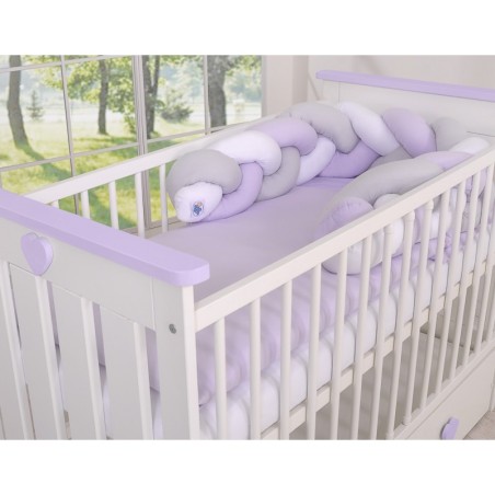 Punutud voodipehmendus 180 cm, valge/lilla/hall