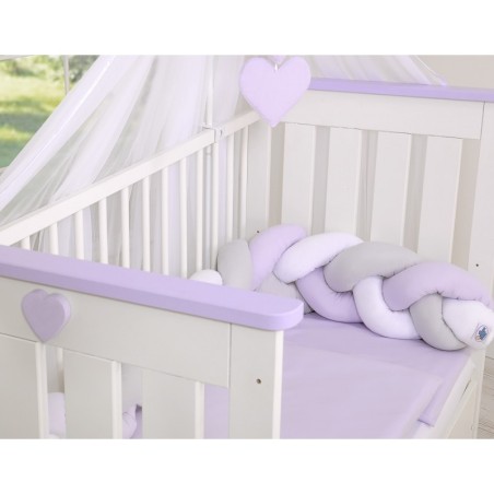 Punutud voodipehmendus 180 cm, valge/lilla/hall