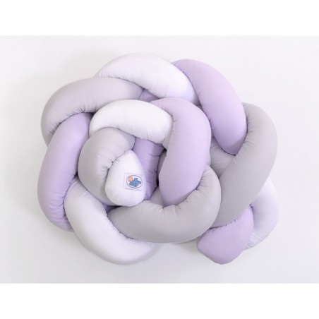 Punutud voodipehmendus 180 cm, valge/lilla/hall