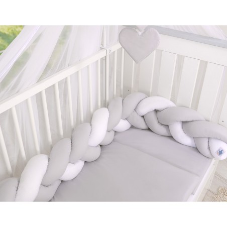 Punutud voodipehmendus 180 cm, valge/hall