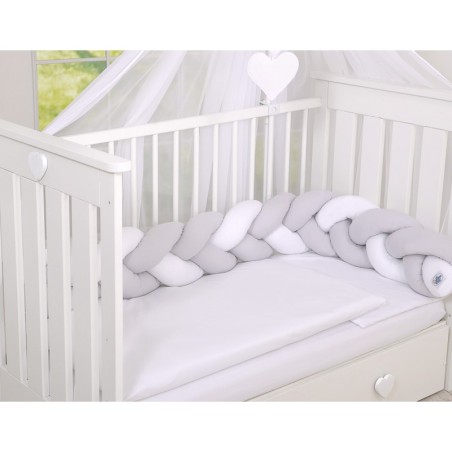 Punutud voodipehmendus 180 cm, valge/hall