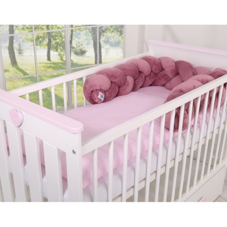 Punutud voodipehmendus Minky 180 cm, pastell roosa