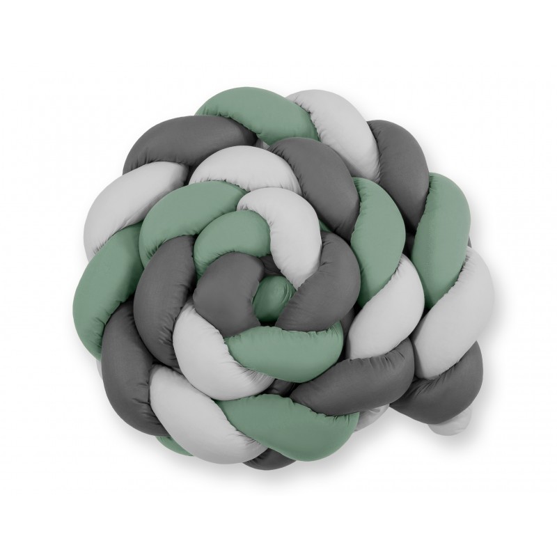 Punutud voodipehmendus XXL 360 cm, pastell roheline/hall/antratsiit