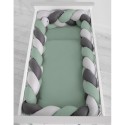 Punutud voodipehmendus XXL 360 cm, pastell roheline/hall/antratsiit
