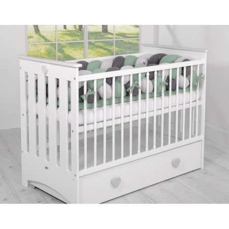 Punutud voodipehmendus XXL 360 cm, pastell roheline/hall/antratsiit