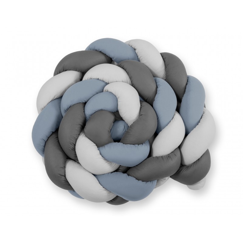 Punutud voodipehmendus XXL 360 cm, pastell sinine/hall/antratsiit