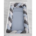 Punutud voodipehmendus XXL 360 cm, pastell sinine/hall/antratsiit