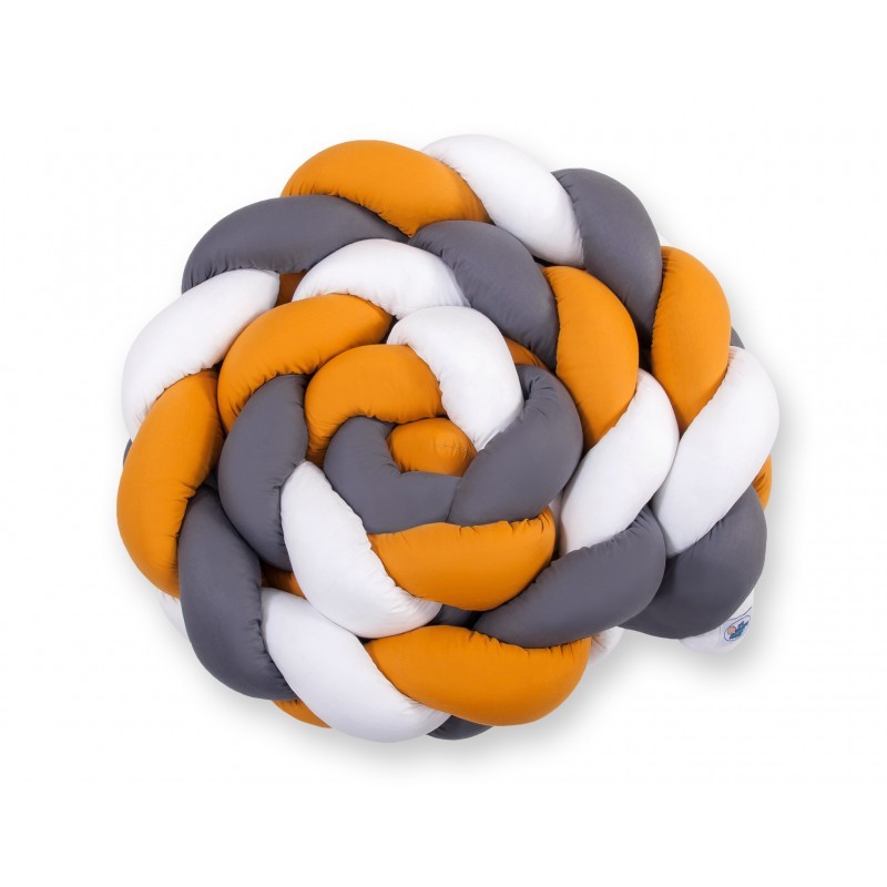 Punutud voodipehmendus XXL 360 cm, sinepikollane/valge/antratsiit