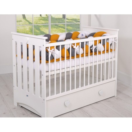 Punutud voodipehmendus XXL 360 cm, sinepikollane/valge/antratsiit