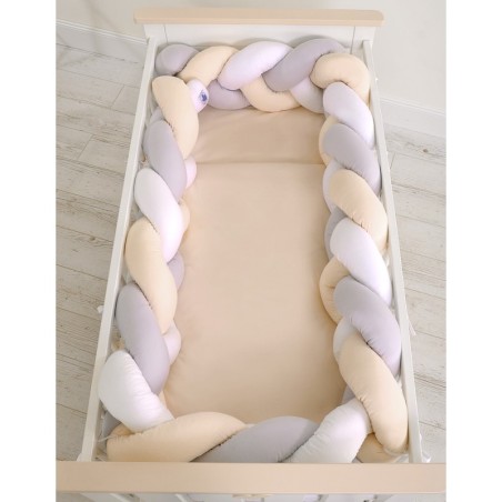 Punutud voodipehmendus XXL 360 cm, valge/hall/beež