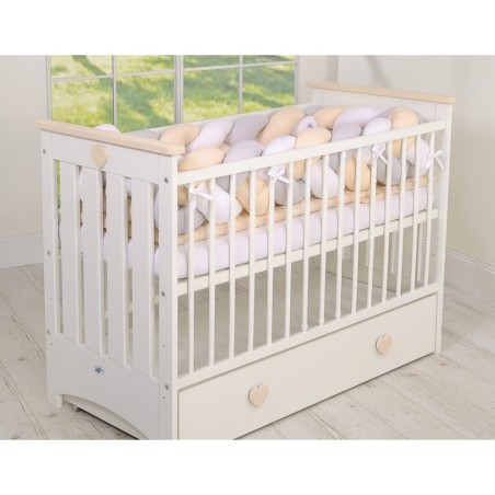 Punutud voodipehmendus XXL 360 cm, valge/hall/beež