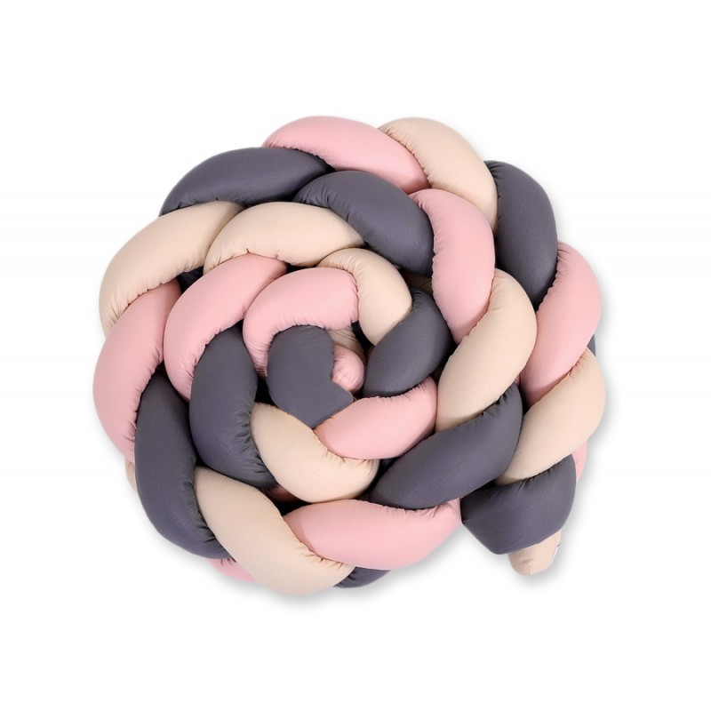 Punutud voodipehmendus XXL 360 cm, pastell roosa/antratsiit/beež