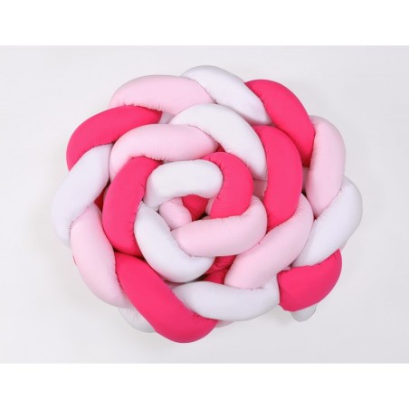 Punutud voodipehmendus XXL 360 cm, valge/roosa/tumeroosa