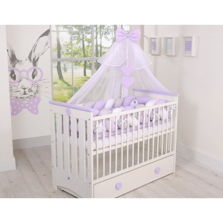 Punutud voodipehmendus XXL 360 cm, valge/hall/lilla
