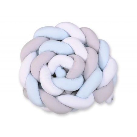 Punutud voodipehmendus XXL 360 cm, valge/hall/sinine