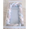 Punutud voodipehmendus XXL 360 cm, valge/hall/sinine