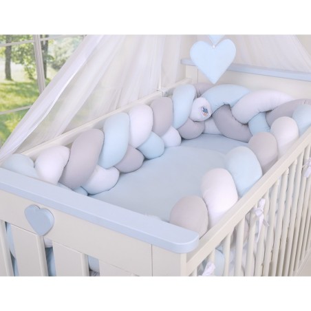 Punutud voodipehmendus XXL 360 cm, valge/hall/sinine