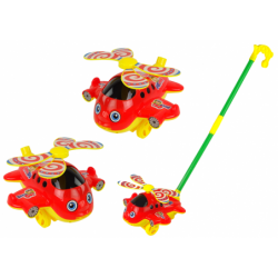 Happy Plane Pusher Stick Bell Red
