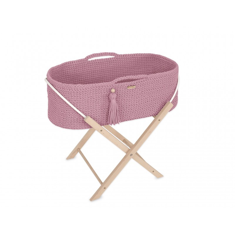 Heegeldatud beebihäll korv Boho jalgadega, lavender