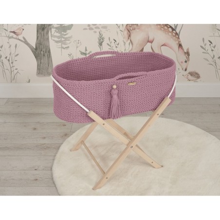 Heegeldatud beebihäll korv Boho jalgadega, lavender