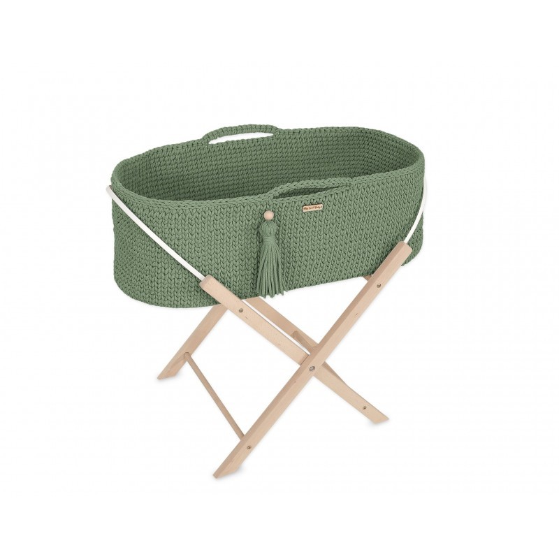 MHeegeldatud beebihäll korv Boho jalgadega, pistaatsia