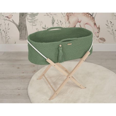 MHeegeldatud beebihäll korv Boho jalgadega, pistaatsia