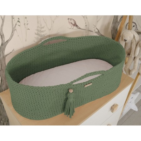 MHeegeldatud beebihäll korv Boho jalgadega, pistaatsia