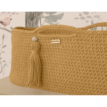 Heegeldatud beebihäll korv Boho, kollane