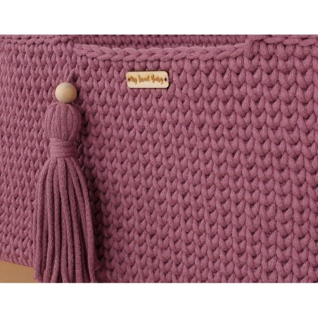 Heegeldatud beebihäll korv Boho, pastel violet