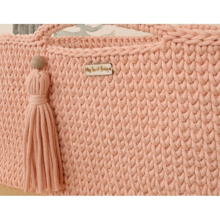 Heegeldatud beebihäll korv Boho, salmon