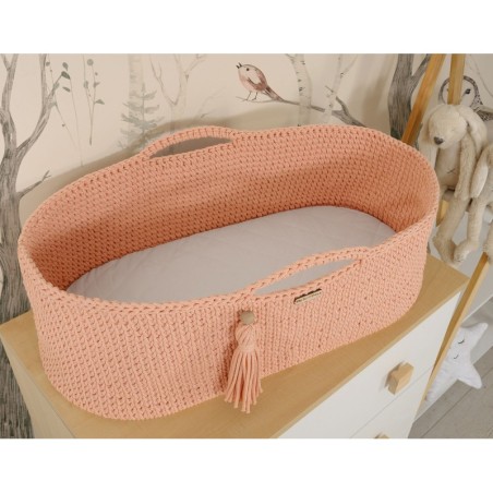 Heegeldatud beebihäll korv Boho, salmon