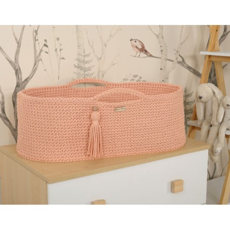 Heegeldatud beebihäll korv Boho, salmon