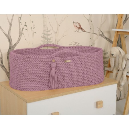 Heegeldatud beebihäll korv Boho, lavender