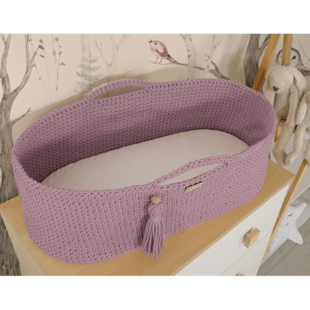 Heegeldatud beebihäll korv Boho, lavender