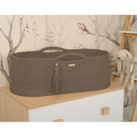 Heegeldatud beebihäll korv Boho, mocca