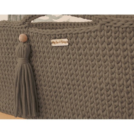 Heegeldatud beebihäll korv Boho, mocca