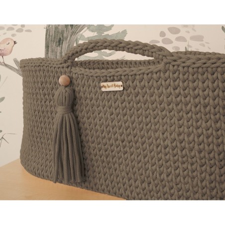 Heegeldatud beebihäll korv Boho, mocca