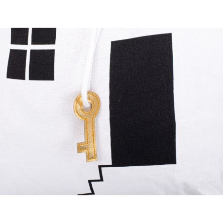 Puuvillane kott panipaik, valge/must