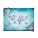 Piknikutekk 145x170 cm WORLD ORCHESTRA - TRUE TURQUOISE VINTAGE MAP