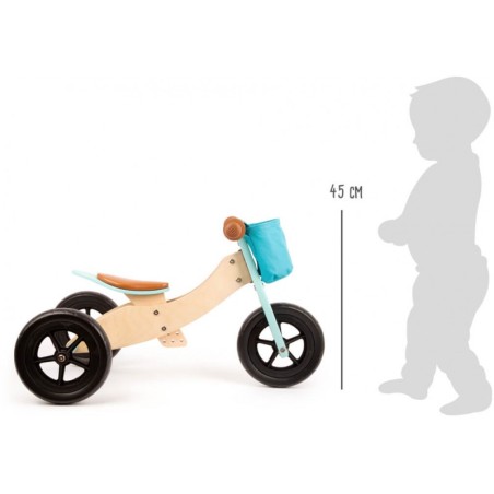Puidust jooksuratas 2in1, türkiis