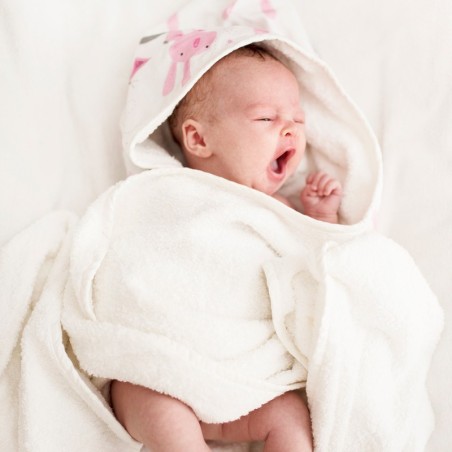 Bambus kapuutsiga vannirätik, magnoolia - valge