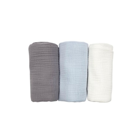 Musliinlapid 65x65 cm, 3 tk, hall/helesinine/valge